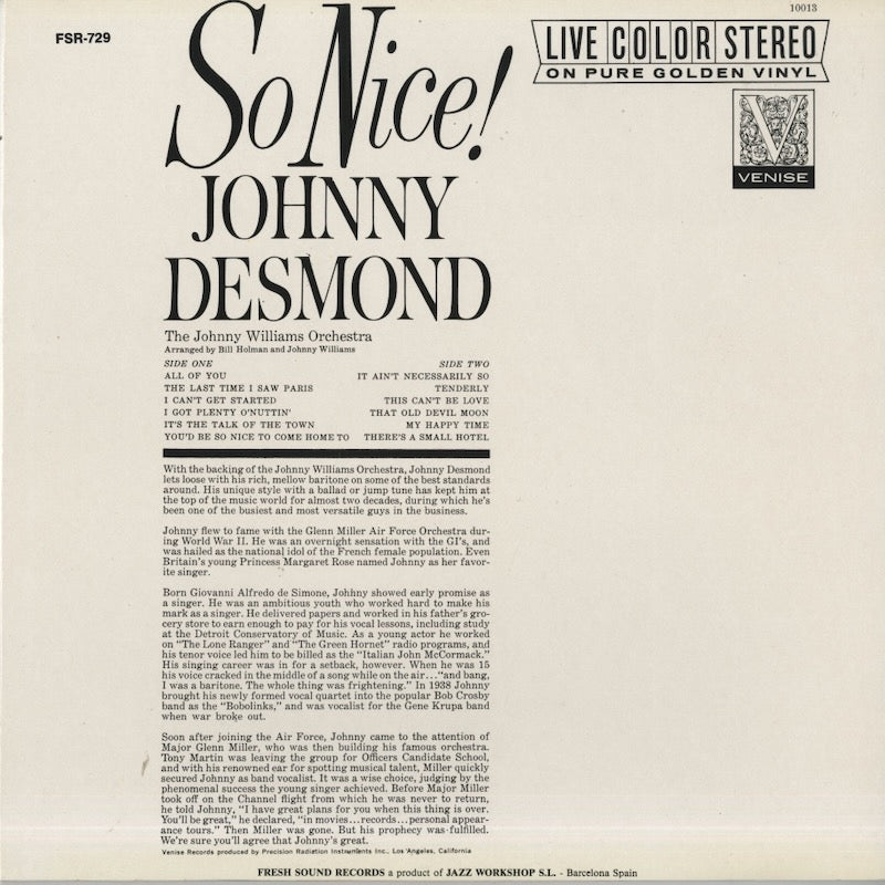 Johnny Desmond / ジョニー・デスモンド / So Nice! (FSR-729)