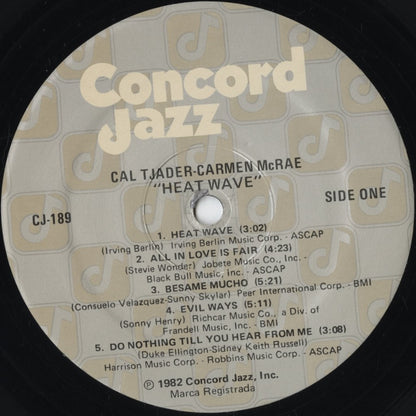 Cal Tjader / Carmen McRae – Heat Wave (CJ-189) LP 1982 US Concord Jazz | 中古LP
