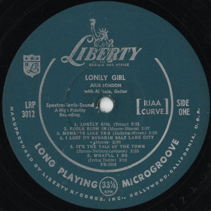Julie London – Lonely Girl (LRP 3012) LP 1956 US Liberty | 中古LP