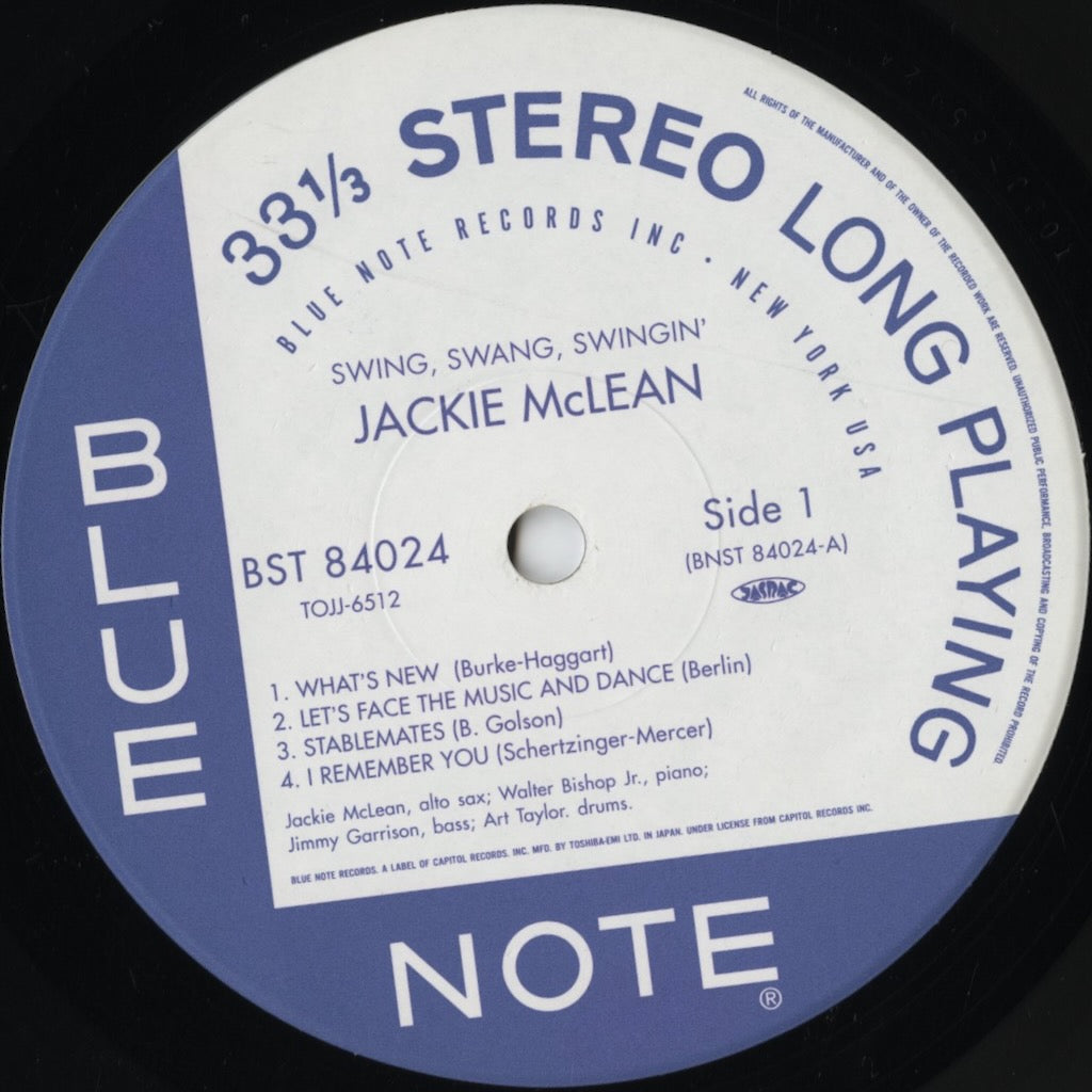 Jackie McLean / Swing Swang Swingin' (TOJJ-6512) LP 2004 JPN Blue