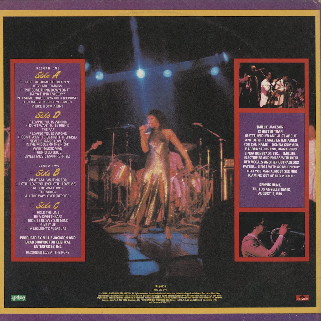 Millie Jackson - Live And Uncensored (SP-2-6725) LP 1979 US Spring｜中古LP