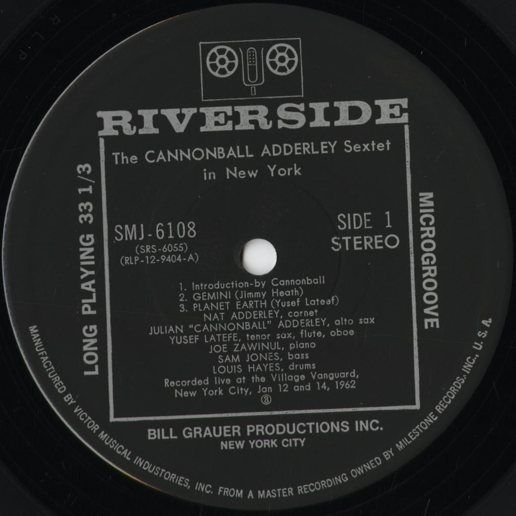 Cannonball Adderley - In New York (SMJ-6108) 1975 JPN Riverside - Victor｜中古LP