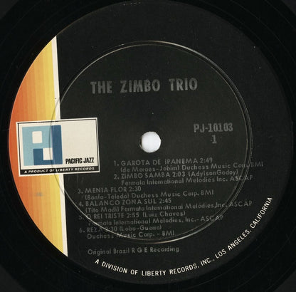 Zimbo Trio - The Zimbo Trio (PJ-10103) LP 1966 US Pacific Jazz｜中古LP