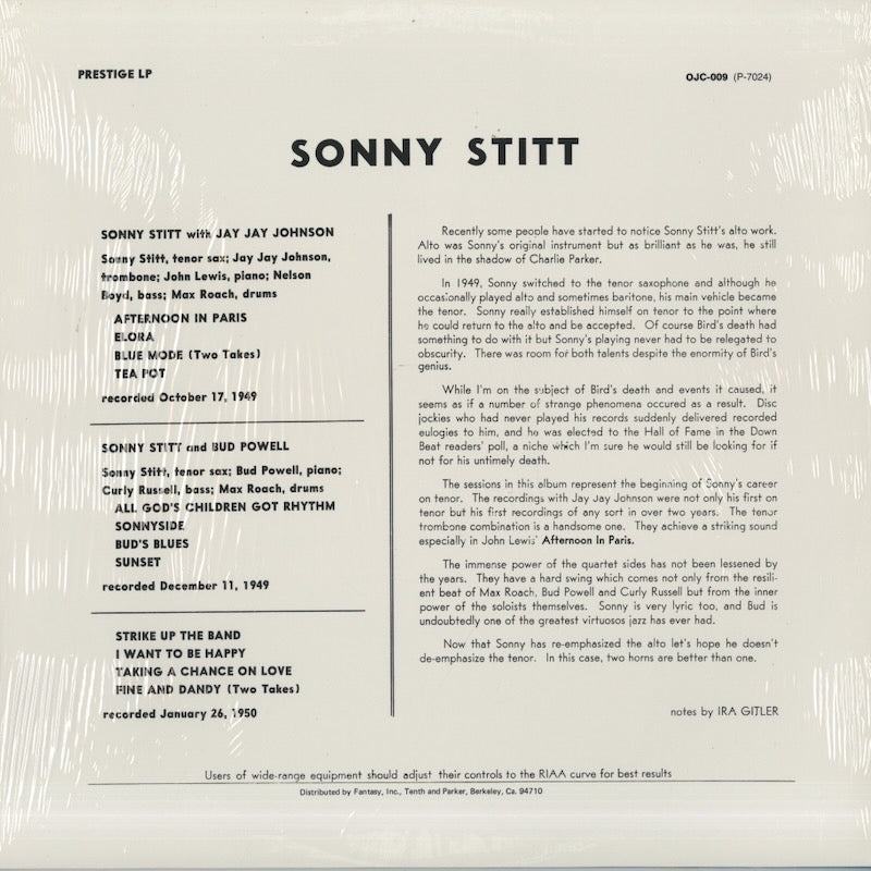 Sonny Stitt / ソニー・スティット / Sonny Stitt - Bud Powell - J.J. Johnson (OJC-009)