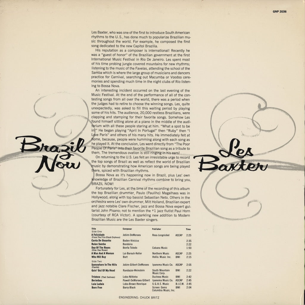 Les Baxter / レス・バクスター / Brazil Now (GNP 2036)