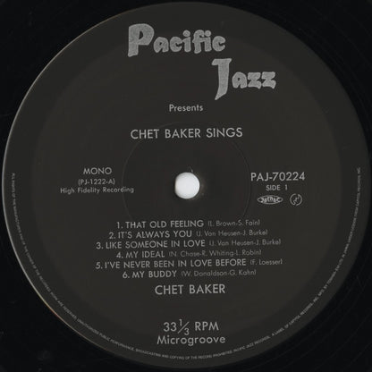 Chet Baker / チェット・ベイカー / Chet Baker Sings (PAJ-70224)