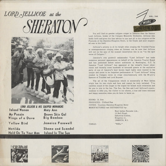 Lord Jellicoe & His Calypso Monarchs - Lord Jellicoe At The Sheraton (WIRL. 1040) LP 1960's Jamaica WIRL｜中古LP