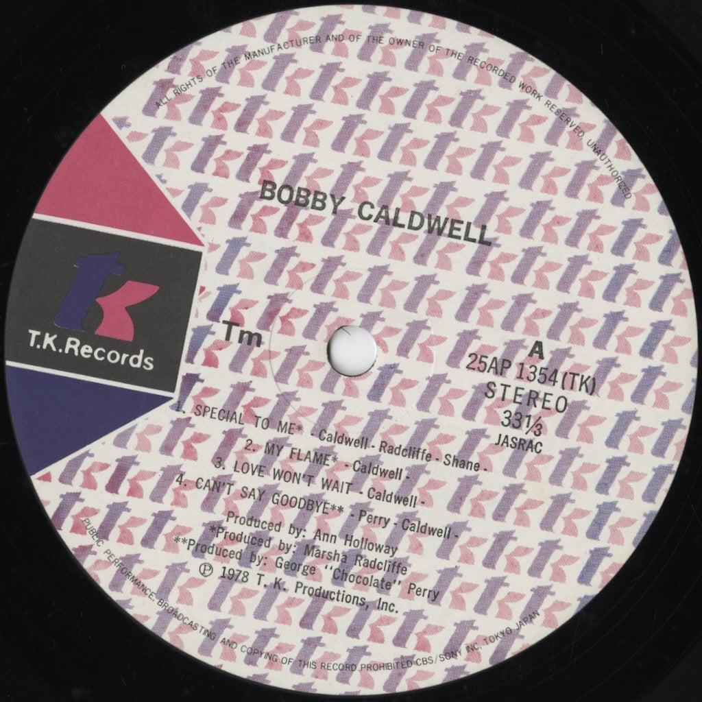 Bobby Caldwell - Bobby Caldwell (25AP 1354) LP 1978 JPN TK Records｜中古LP