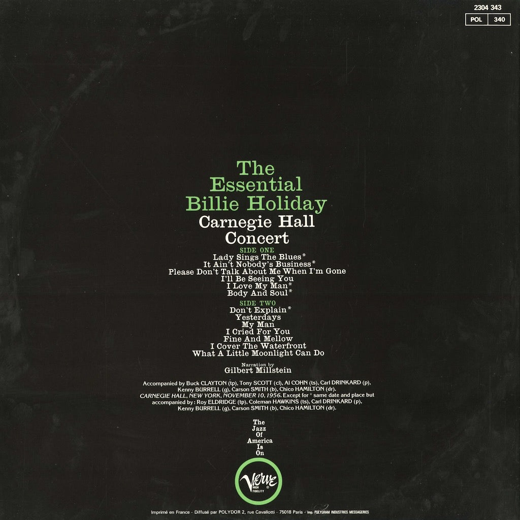 Billie Holiday - The Essential Billie Holiday - Carnegie Hall Concert (2304 343) 1983 FRA Verve｜中古LP