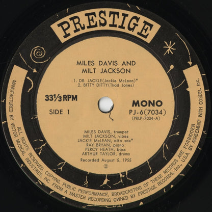 Miles Davis - Miles Davis And Milt Jackson – Quintet / Sextet (PJ-6) 1972 JPN Prestige - Victor｜中古LP