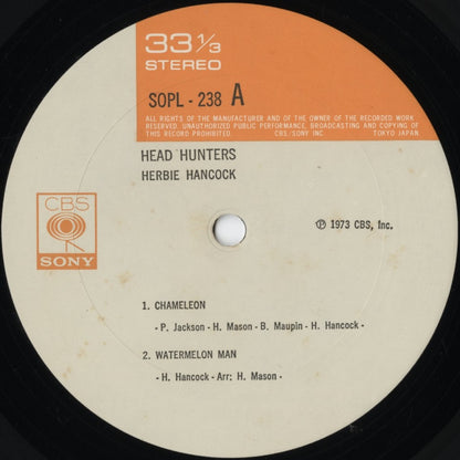 Herbie Hancock - Head Hunters (SOPL-238) LP 1973 JPN CBS/Sony｜中古LP