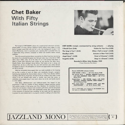 Chet Baker - Chet Baker With Fifty Italian Strings (JLP 21) LP 1967 US Jazzland｜中古LP