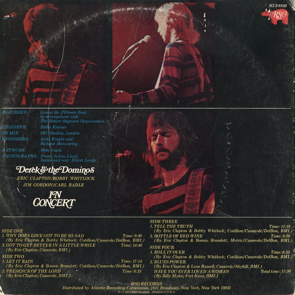 Derek & The Dominos - In Concert (SO 2-8800) 1973 US RSO｜中古LP