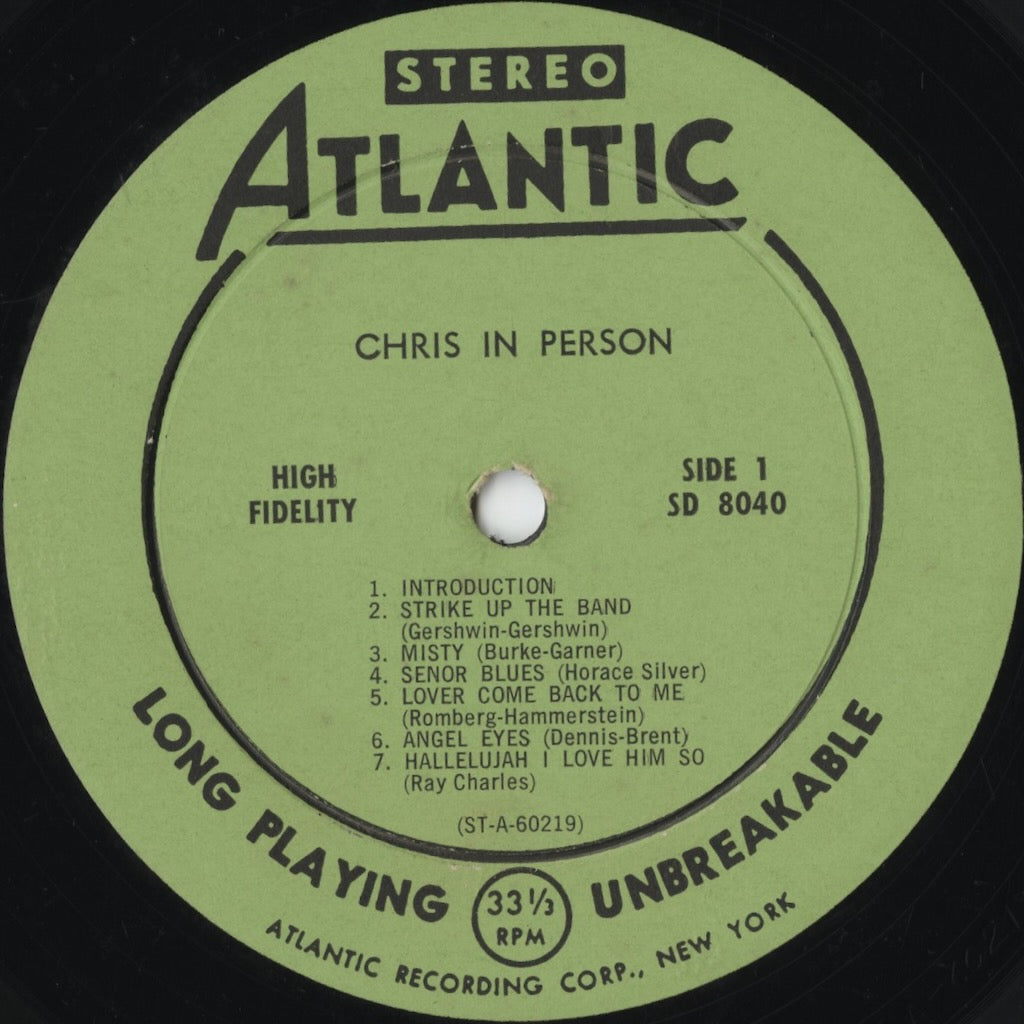 Chris Connor – Chris In Person (SD-8040) LP 1960 US Atlantic | 中古LP