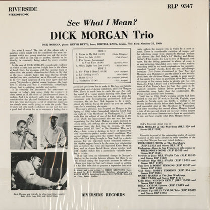 Dick Morgan Trio - See What I Mean? (RLP 9347) 1991 US Riverside｜中古LP