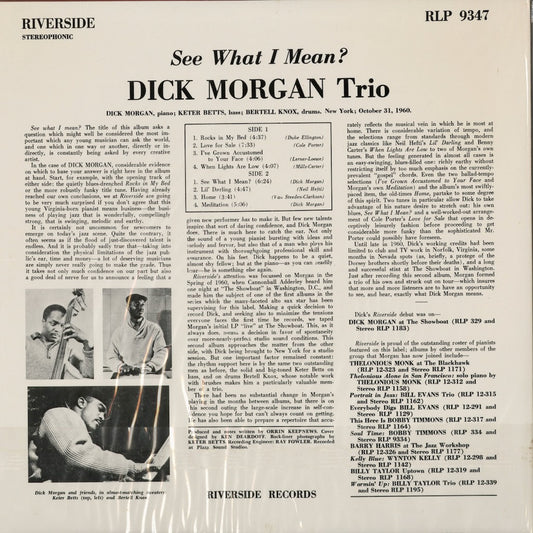 Dick Morgan Trio - See What I Mean? (RLP 9347) 1991 US Riverside｜中古LP