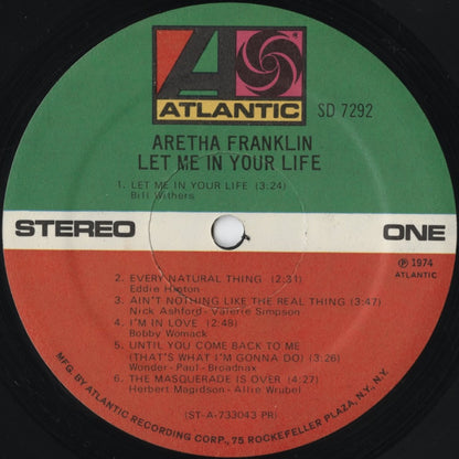Aretha Franklin – Let Me In Your Life (SD7292) LP 1974 US Atlantic｜中古LP