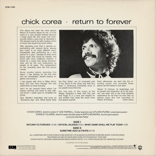 Chick Corea - Return To Forever (ECM-1-1022) LP 1970's US ECM｜中古LP