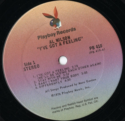 Al Wilson - I've Got A Feeling (PB 410) LP 1976 US Playboy｜中古LP