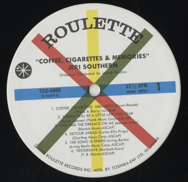 Jeri Southern / ジェリ・サザン / Coffee, Cigarettes & Memories (TOJJ-6008)