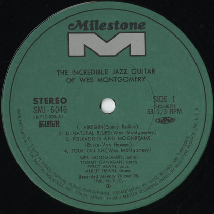 Wes Montgomery - The Incredible Jazz Guitar Of Wes Montgomery (SMJ-6046) 1974 JPN Milestone - Victor｜中古LP