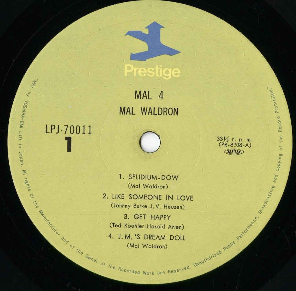 Mal Waldron - Mal 4/Trio (LPJ-70011) 1976 JPN Prestige｜中古LP