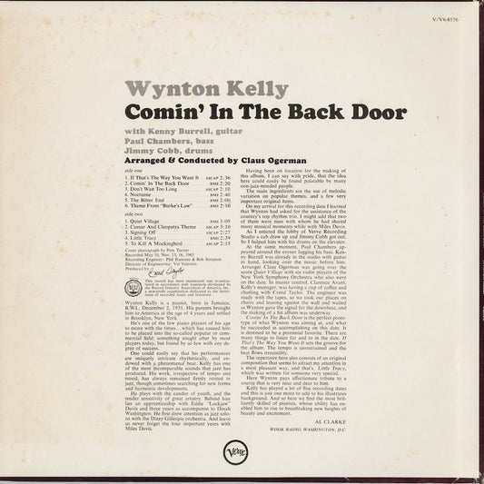 Wynton Kelly - Comin' In The Back Door (V6-8576) 1963 US Verve｜中古LP