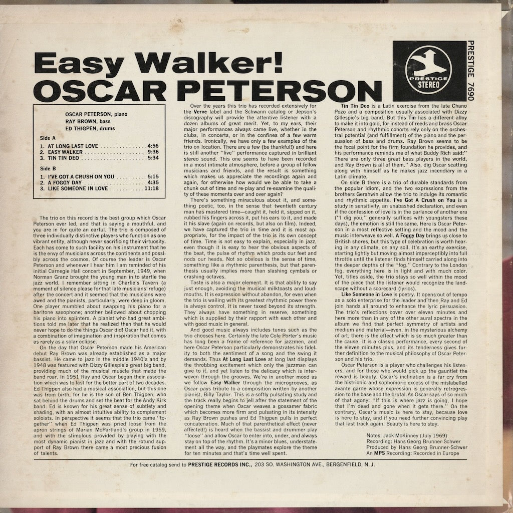 Oscar Peterson / Easy Walker (PRST 7690) 1969 US Prestige | 中古LP