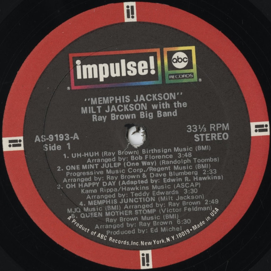 Milt Jackson - Memphis Jackson (AS-9193) 1970 US Impulse｜中古LP