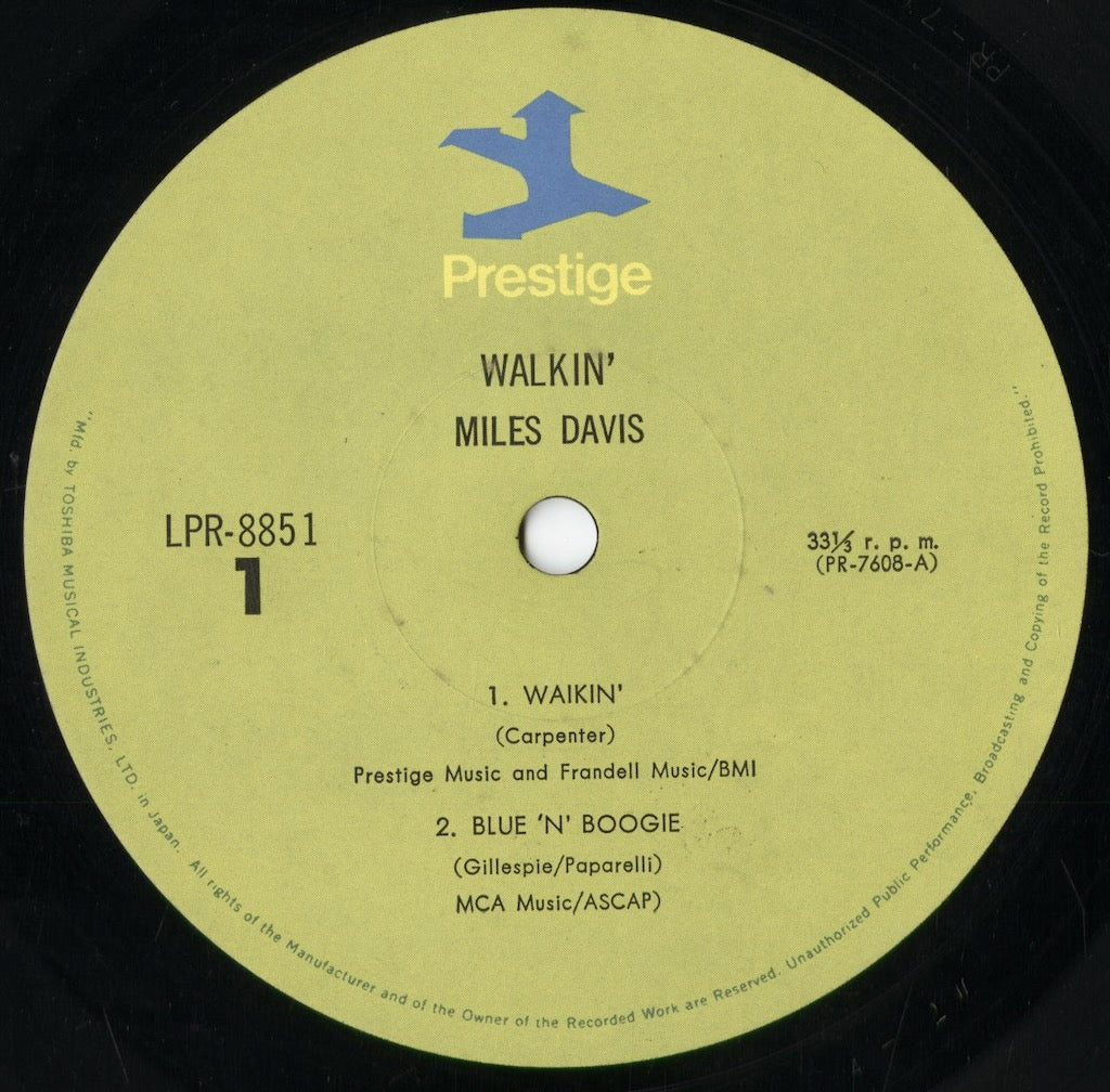 Miles Davis - Walkin' (LPR-8851) 1973 JPN Prestige｜中古LP