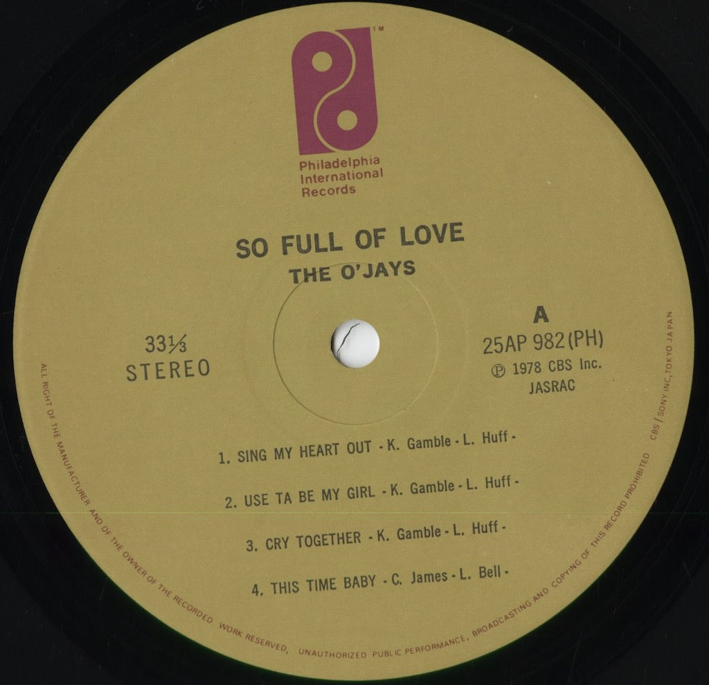 The O'Jays - So Full Of Love (25AP982) 1978 JPN P.I.R.｜中古LP