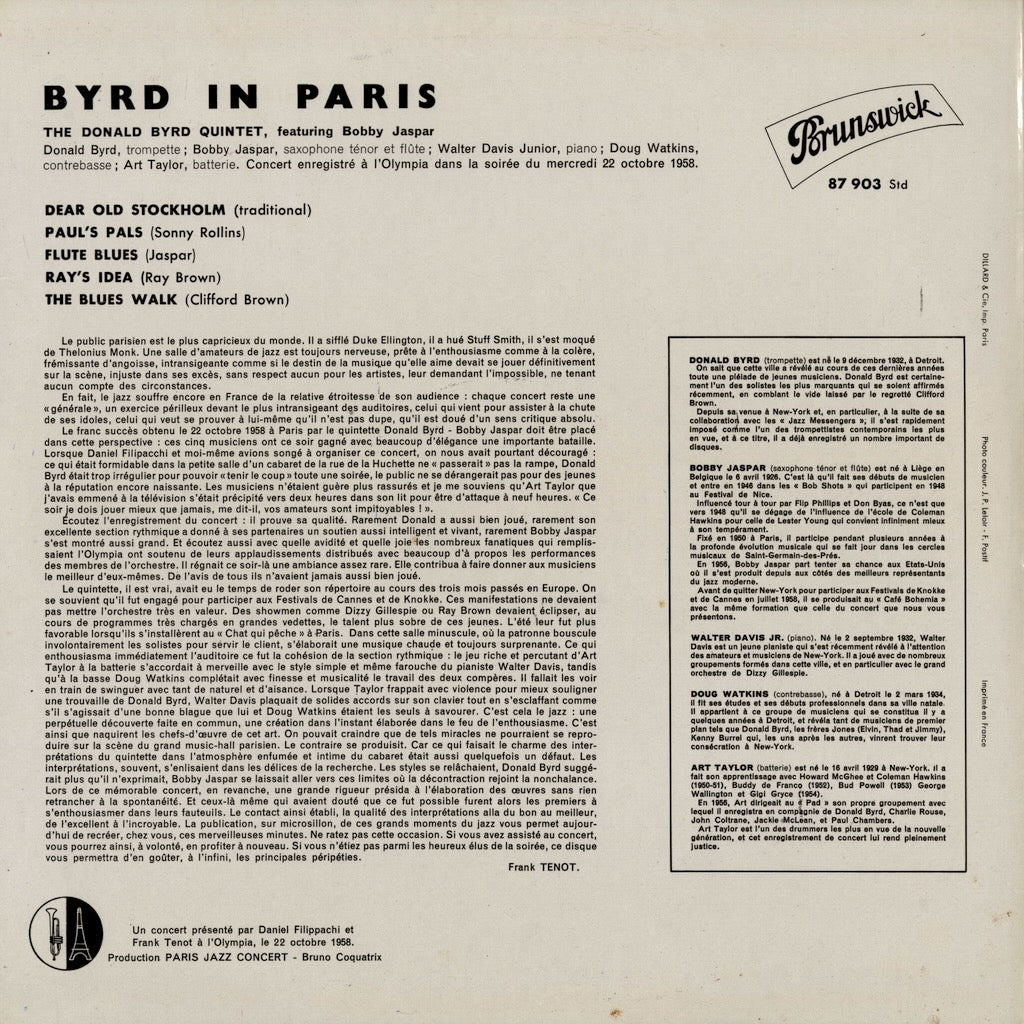 Donald Byrd / ドナルド・バード / Byrd In Paris (87 903)
