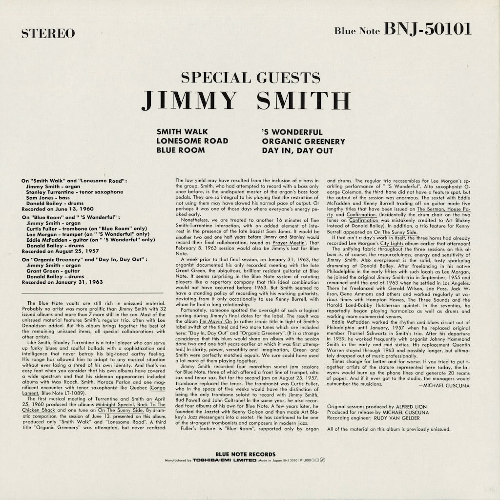 Jimmy Smith - Special Guests BNJ-50101 | 中古レコード 通販 | 1984