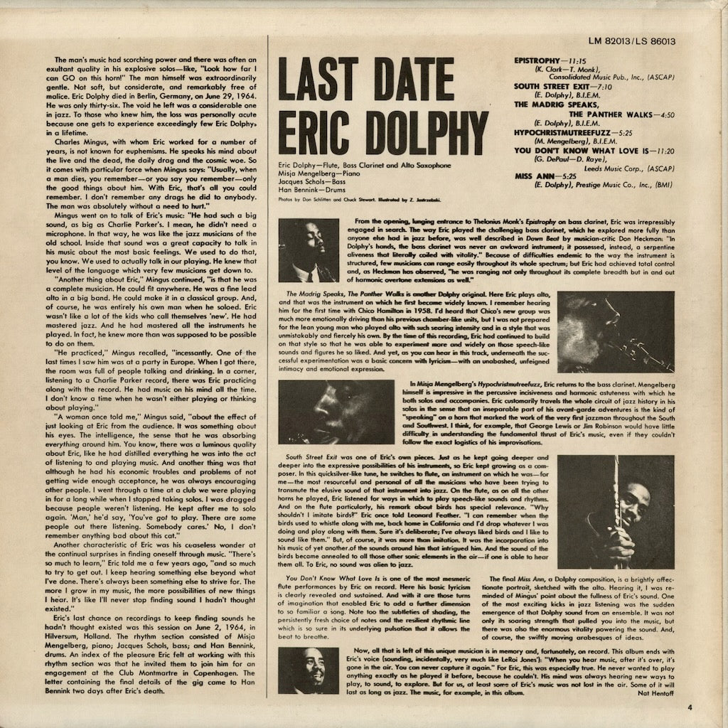 Eric Dolphy - Last Date (LS-86013) 1979 US Limelight