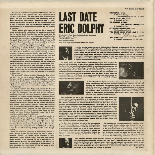 Eric Dolphy - Last Date (LS-86013) 1979 US Limelight