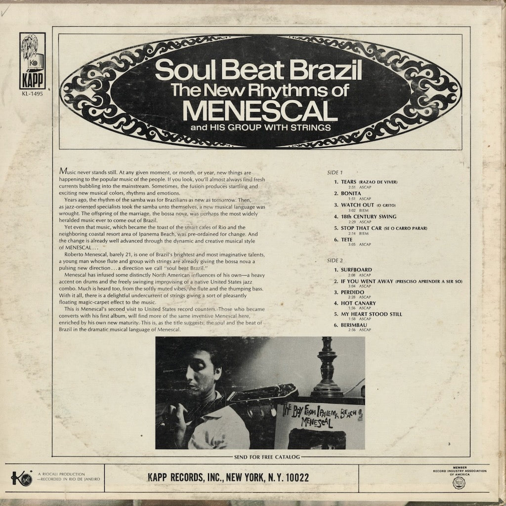 Roberto Menescal - Soul Beat Brazil (KL-1495) LP 1966 US Kapp｜中古LP