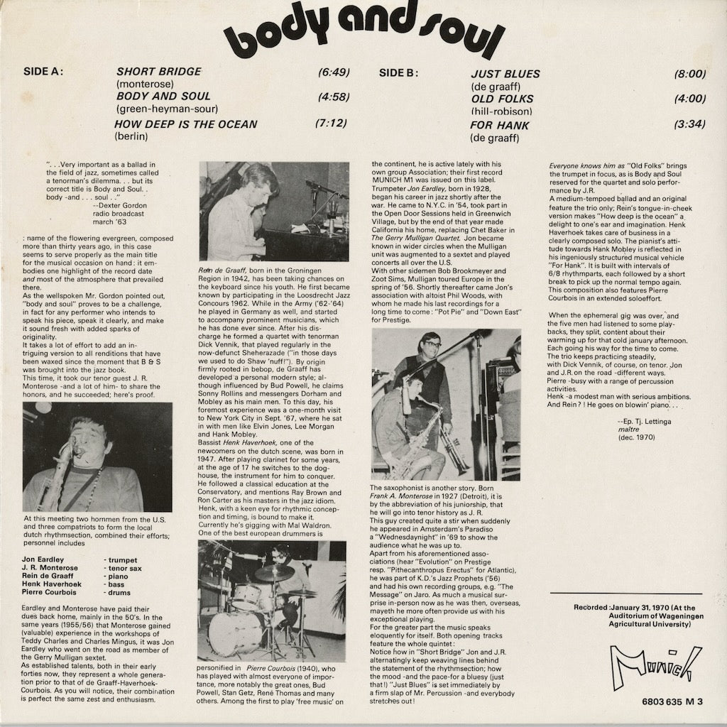 J.R. Monterose - Body And Soul (6803 654 M3) NLD Munich｜中古LP