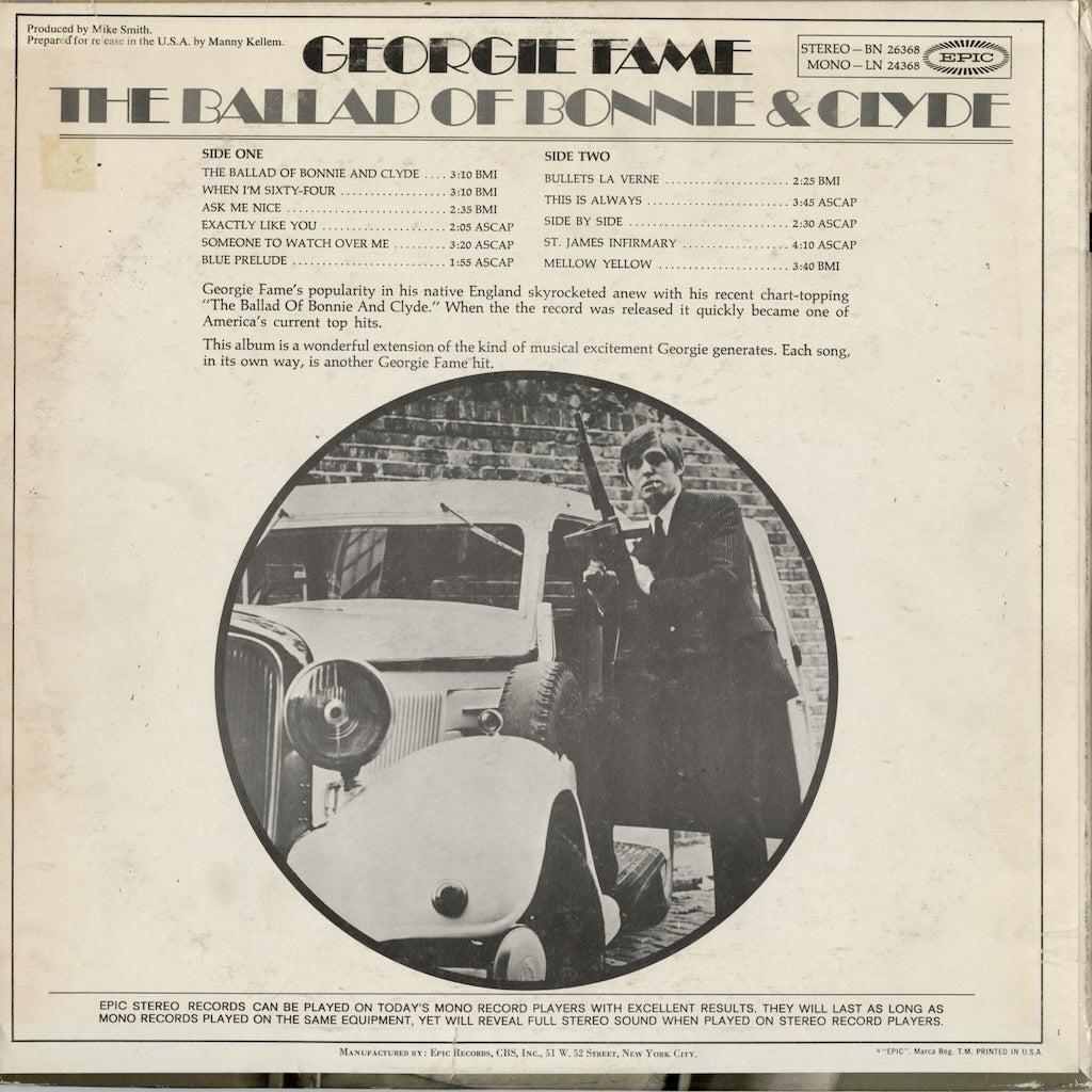 Georgie Fame - The Ballad Of Bonnie And Clyde (BN 26368) 1968 US Epic｜中古LP