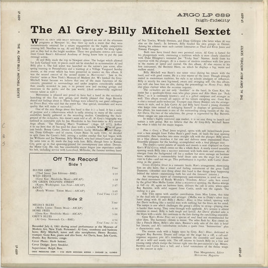 The Al Grey, Billy Mitchell Sextet - S.T. (LPS-689) 1962 US Argo｜中古LP
