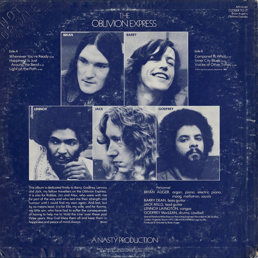 Brian Auger - Closer To It! (APL1-0140) 1973 US RCA Victor｜中古LP