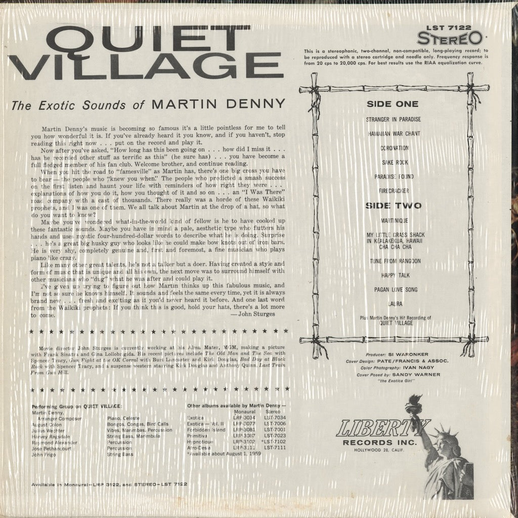 Martin Denny - Quiet Village (LST 7122) 1966 US Liberty STEREO｜中古LP