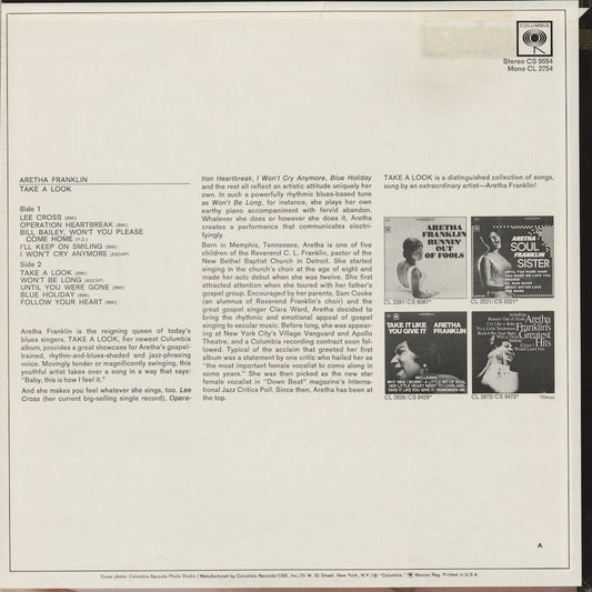 Aretha Franklin / アレサ・フランクリン / Take A Look (CS 9554)