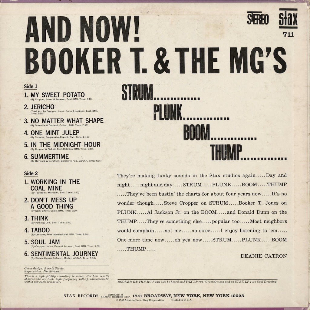 Booker T. And The M.G.'s - And Now! (S-711) LP 1966 US Stax｜中古LP