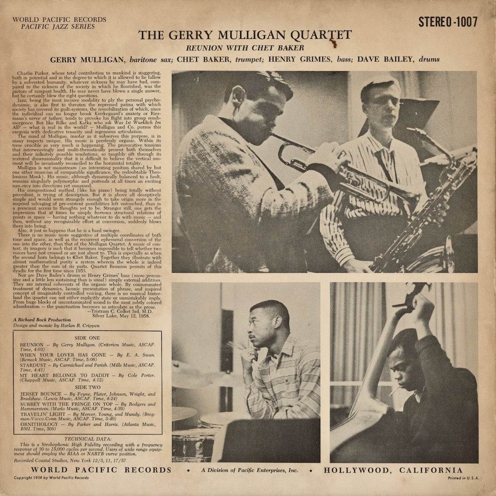 洋楽 GERRY MULLIGAN REUNION WITH CHET BAKER Reunion with Chet Baker - Wikipedia