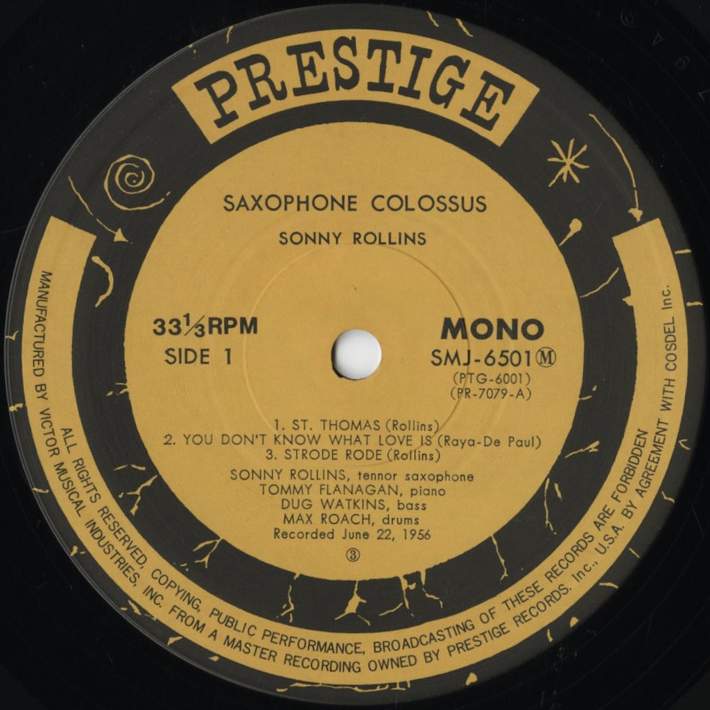 Sonny Rollins - Saxophone Colossus (SMJ-6501M) LP 1976 JPN Prestige｜中古LP
