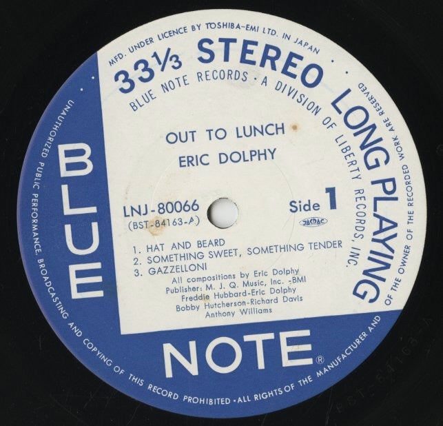 Eric Dolphy / エリック・ドルフィ / Out To Lunch! (LNJ-80066)