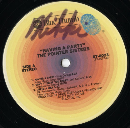 The Pointer Sisters - Having A Party (BT-6023) LP 1977 US Blue Thumb｜中古LP