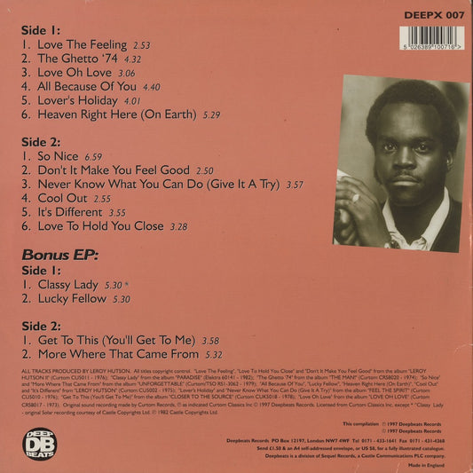 Leroy Hutson - The Very Best Of Leroy Hutson (DEEPX 007) LP 1997 UK Deepbeats｜中古LP