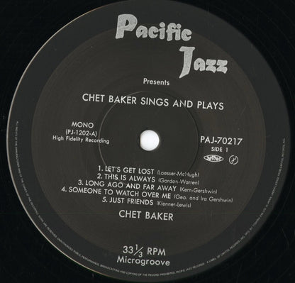 Chet Baker - Sings And Plays (PAJ-70217) 1985 JPN Pacific Jazz｜中古LP