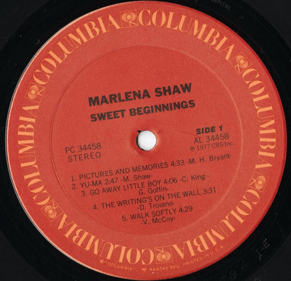 Marlena Shaw - Sweet Beginnings (PC 34458) LP 1977 US Columbia｜中古LP label